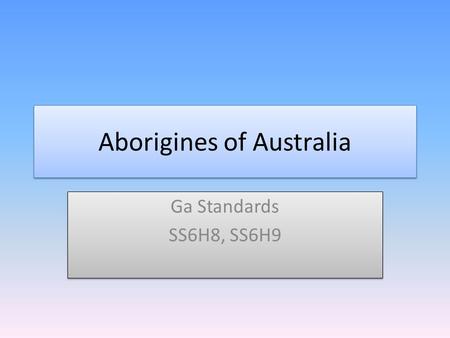 Aborigines of Australia