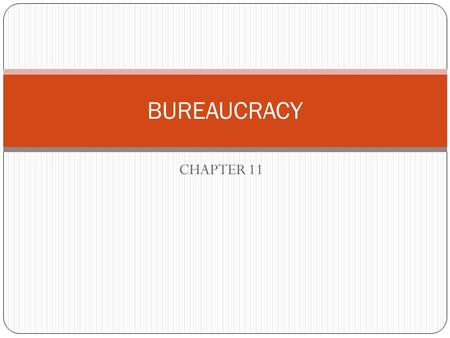 CHAPTER 11 BUREAUCRACY. What is a Bureaucracy? Non-elected government officials who perform the day to day functions of government. Technically falls.