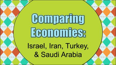Israel, Iran, Turkey, & Saudi Arabia. Israel has a mixed economy that is also technologically advanced. This has allowed Israel to make up for much.