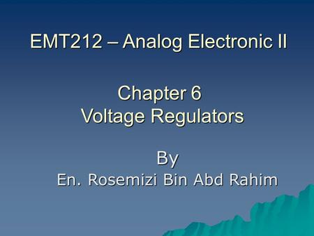 EMT212 – Analog Electronic II