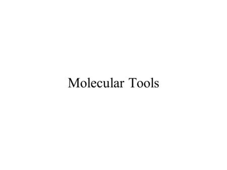 Molecular Tools. Recombinant DNA Restriction enzymes Vectors Ligase and other enzymes.