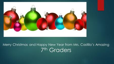 Merry Christmas and Happy New Year from Mrs. Castillo’s Amazing 7 th Graders.