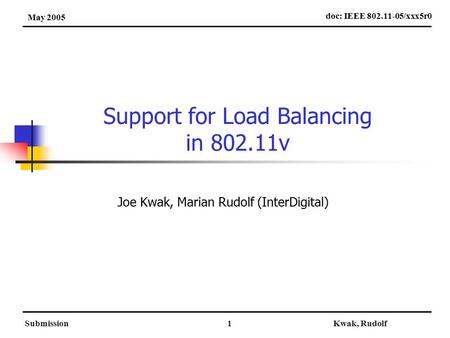 Support for Load Balancing in v