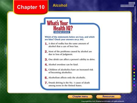 Chapter 10 Alcohol Header – dark yellow 24 points Arial Bold