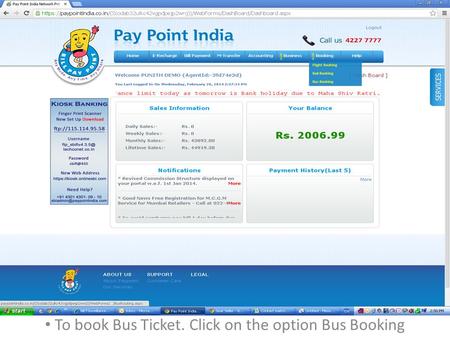 To book Bus Ticket. Click on the option Bus Booking.