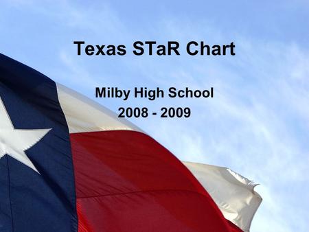 Texas STaR Chart Milby High School 2008 - 2009. What is the Texas STar Chart The Teacher STaR Chart is designed to help teachers, campuses, and districts.
