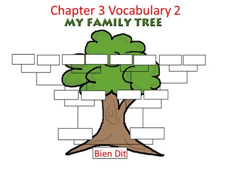 Chapter 3 Vocabulary 2 Bien Dit Une famille A family Extra info! – “une” = “a”, “an” or “one” for a feminine singular noun.