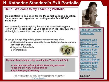 N. Katherine Standard’s Exit Portfolio