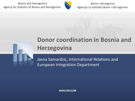 Bosna i Hercegovina Agencija za statistiku Bosne i Hercegovine Bosnia and Herzegovina Agency for Statistics of Bosnia and Herzegovina Donor coordination.