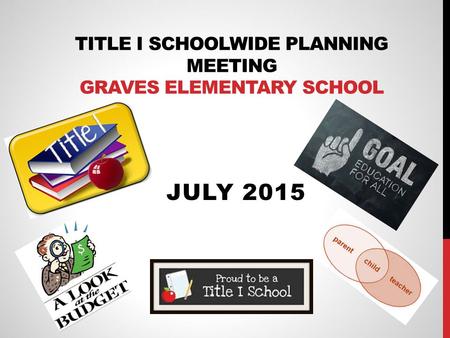 TITLE I SCHOOLWIDE PLANNING MEETING GRAVES ELEMENTARY SCHOOL JULY 2015.