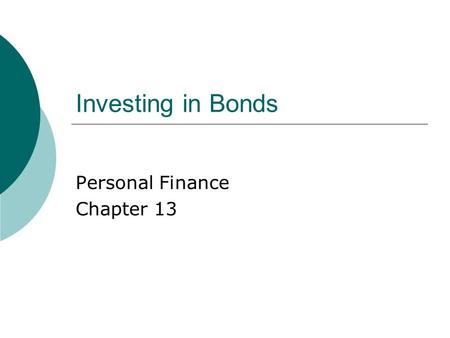 Personal Finance Chapter 13