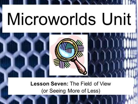 Microworlds Unit Lesson Seven: The Field of View (or Seeing More of Less)