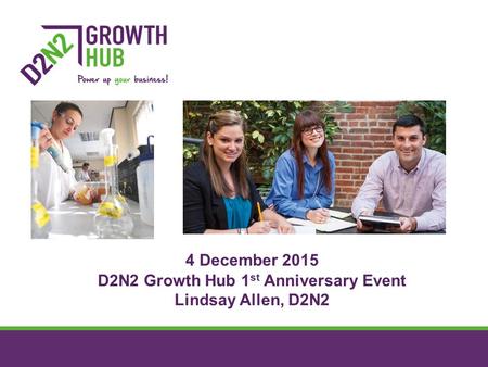 4 December 2015 D2N2 Growth Hub 1 st Anniversary Event Lindsay Allen, D2N2.