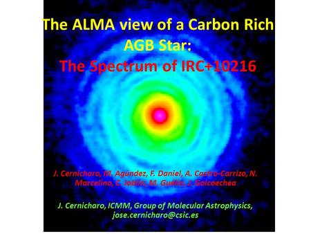 The ALMA view of a Carbon Rich AGB Star: The Spectrum of IRC+10216