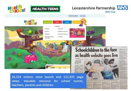 26,324 visitors since launch and 122,435 page views. Valuable resource for school nurses, teachers, parents and children.