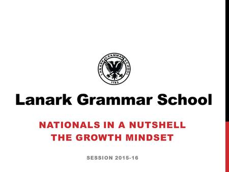 Lanark Grammar School NATIONALS IN A NUTSHELL THE GROWTH MINDSET SESSION 2015-16.