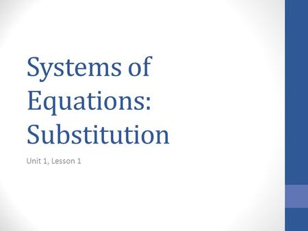 Systems of Equations: Substitution