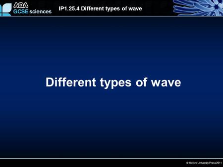 IP1.25.4 Different types of wave © Oxford University Press 2011 Different types of wave.