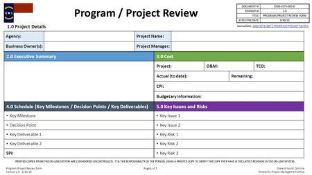 Program / Project Review PROGRAM/PROJECT REVIEW FORM