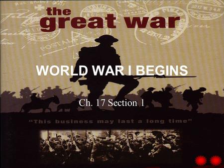WORLD WAR I BEGINS Ch. 17 Section 1. Ch. 17 Sec. 1 Vocabulary Arms race – a contest to build weapons and military power – Militarism Terrorist – a person.