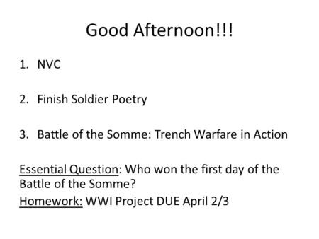 Good Afternoon!!! NVC Finish Soldier Poetry