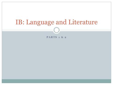 IB: Language and Literature