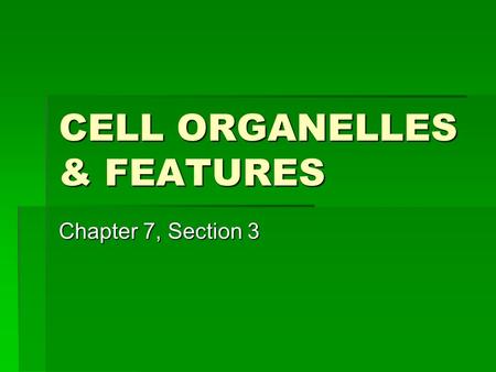 CELL ORGANELLES & FEATURES