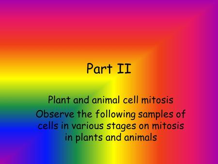 Plant and animal cell mitosis