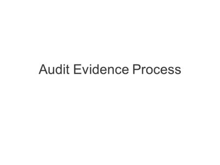 Audit Evidence Process