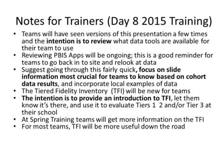 Notes for Trainers (Day Training)