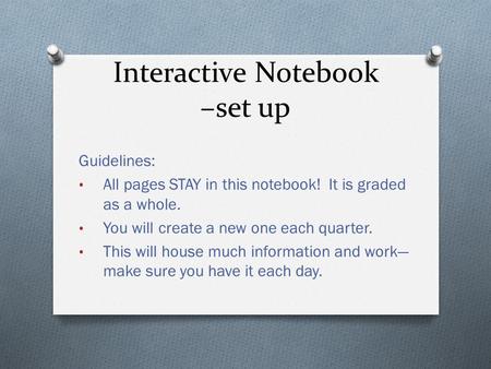 Interactive Notebook –set up