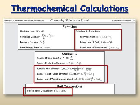 Thermochemical Calculations
