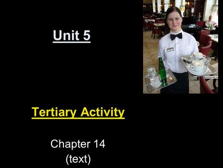 Unit 5 Tertiary Activity Chapter 14 (text). Introduction Tertiary Activity: Involves service industries which provide services for people. People “serving”