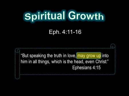 Spiritual Growth Eph. 4:11-16
