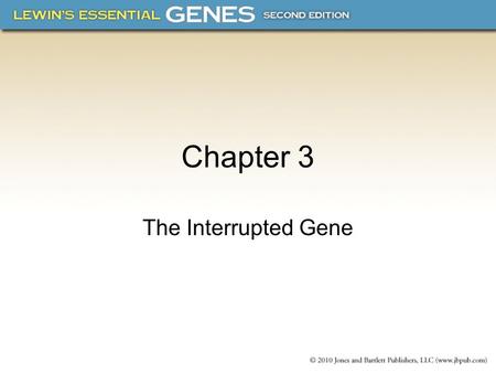 Chapter 3 The Interrupted Gene.