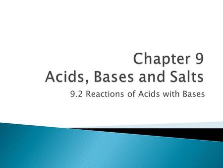 Chapter 9 Acids, Bases and Salts