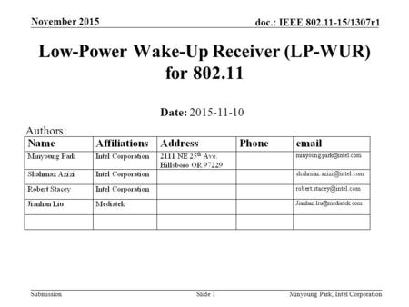 Low-Power Wake-Up Receiver (LP-WUR) for