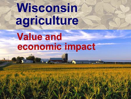 “Wisconsin and the Agricultural Economy” (Steve Deller, Professor of Agriculture and Applied Economics. UW-Madison)