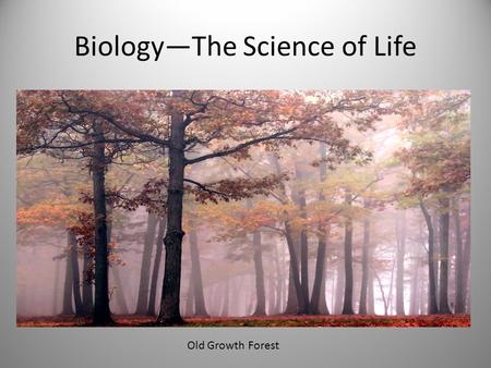 Biology—The Science of Life Old Growth Forest. Standard 2 Students know and understand the characteristics and structure of living things, the processes.