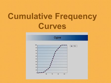 Cumulative Frequency Curves. Example 1 The heights of some plants grown in a laboratory were recorded as follows: Construct a cumulative frequency graph.