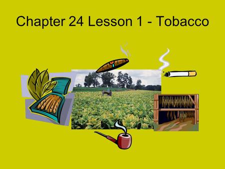 Chapter 24 Lesson 1 - Tobacco Tobacco Use – A High –Risk Behavior.