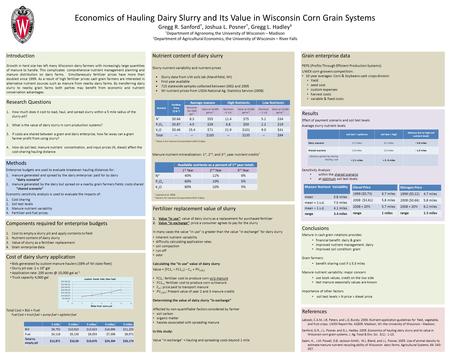 Nutrient content of dairy slurry Slurry nutrient variability and nutrient prices Slurry data from UW soils lab (Marshfield, WI) First year available 715.