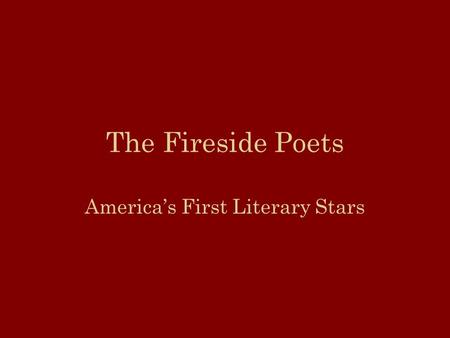 America’s First Literary Stars