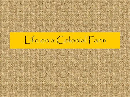 Life on a Colonial Farm. Most Colonial Farms were… Self sufficient - they could grow all the food they needed and use all the resources on the farm to.