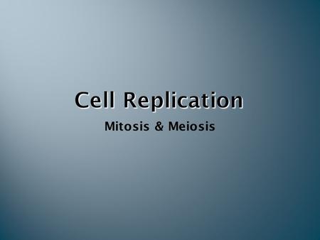 Cell Replication Mitosis & Meiosis.