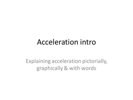 Explaining acceleration pictorially, graphically & with words