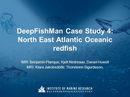 DeepFishMan Case Study 4: North East Atlantic Oceanic redfish IMR: Benjamin Planque, Kjell Nedreaas, Daniel Howell MRI: Klara Jakobsdóttir, Thorsteinn.