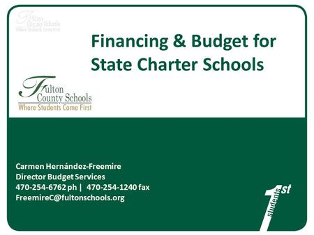Financing & Budget for State Charter Schools
