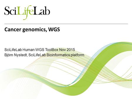 Cancer genomics, WGS SciLifeLab Human WGS ToolBox Nov 2015 Björn Nystedt, SciLifeLab Bioinformatics platform.