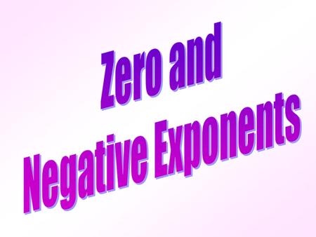 1)Be able to evaluate powers that have zero exponents. 2)Be able to evaluate powers that have negative exponents. 3)Rewrite expressions so that exponents.